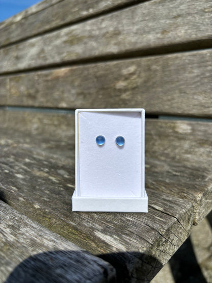 Cornflower Blue Seaglass Studs