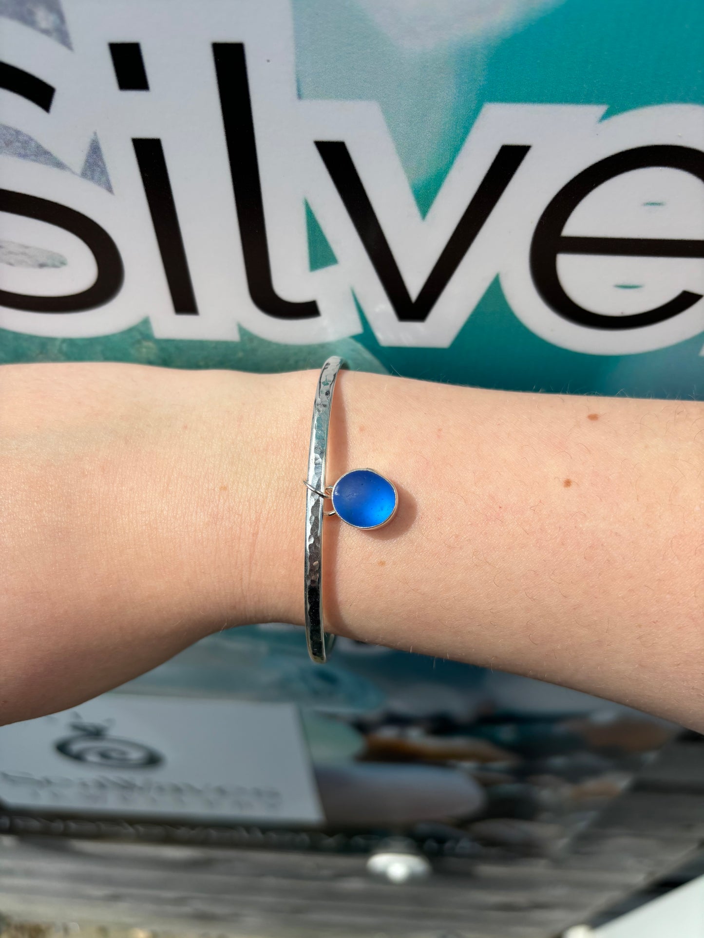 Cornflower Blue Seaglass Bangle