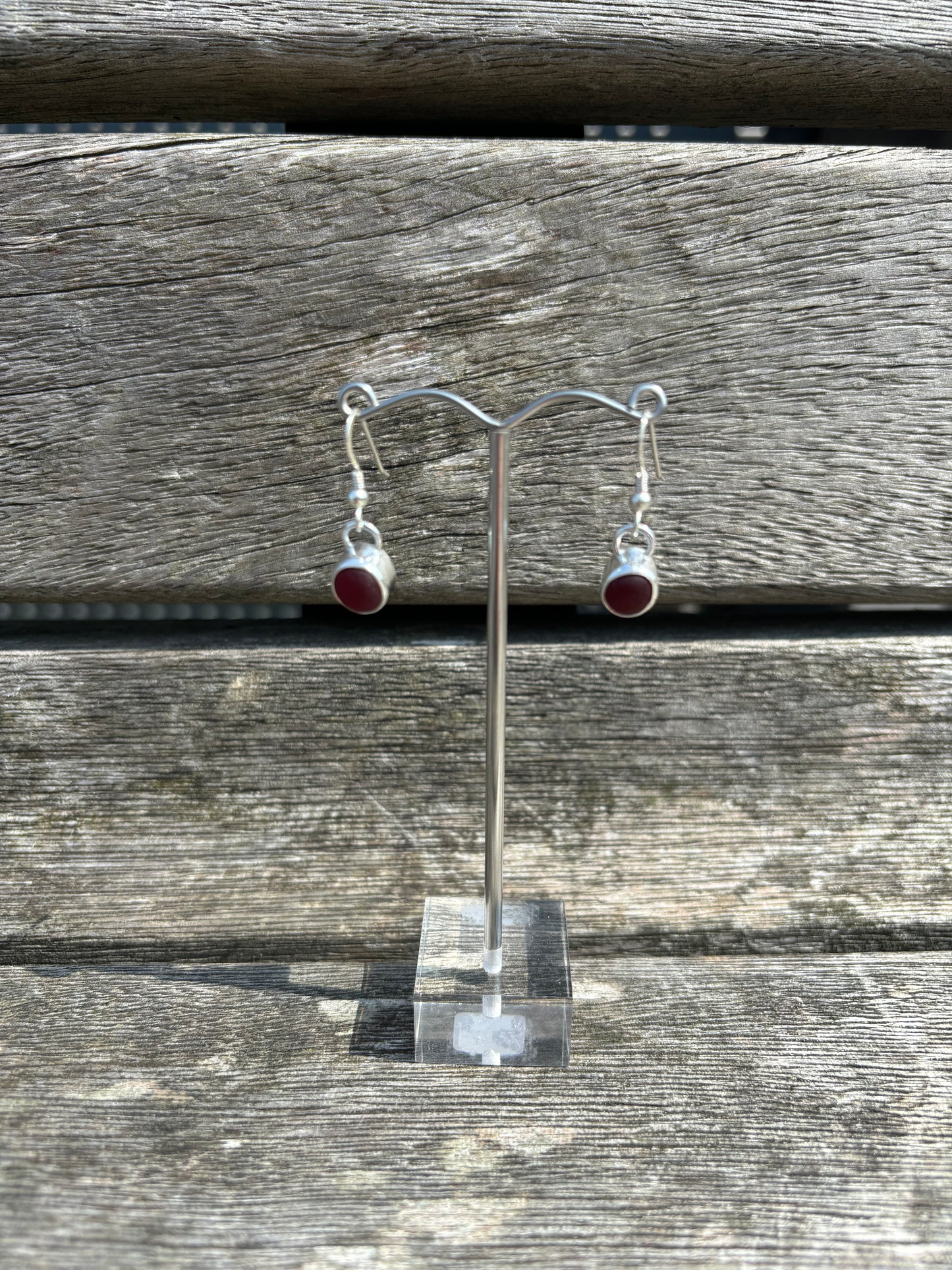 Red Seaglass Earrings