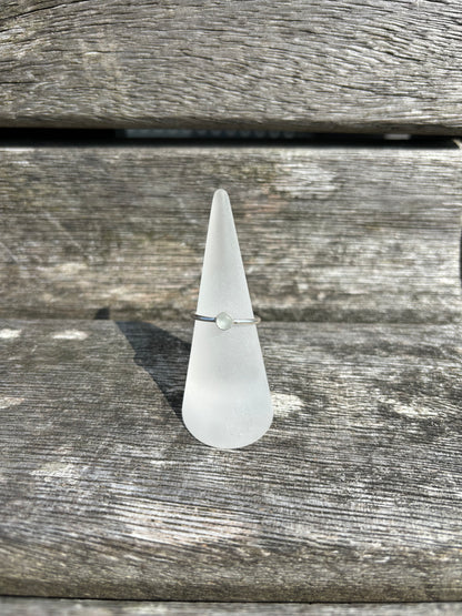 White Seaglass Ring - Size M