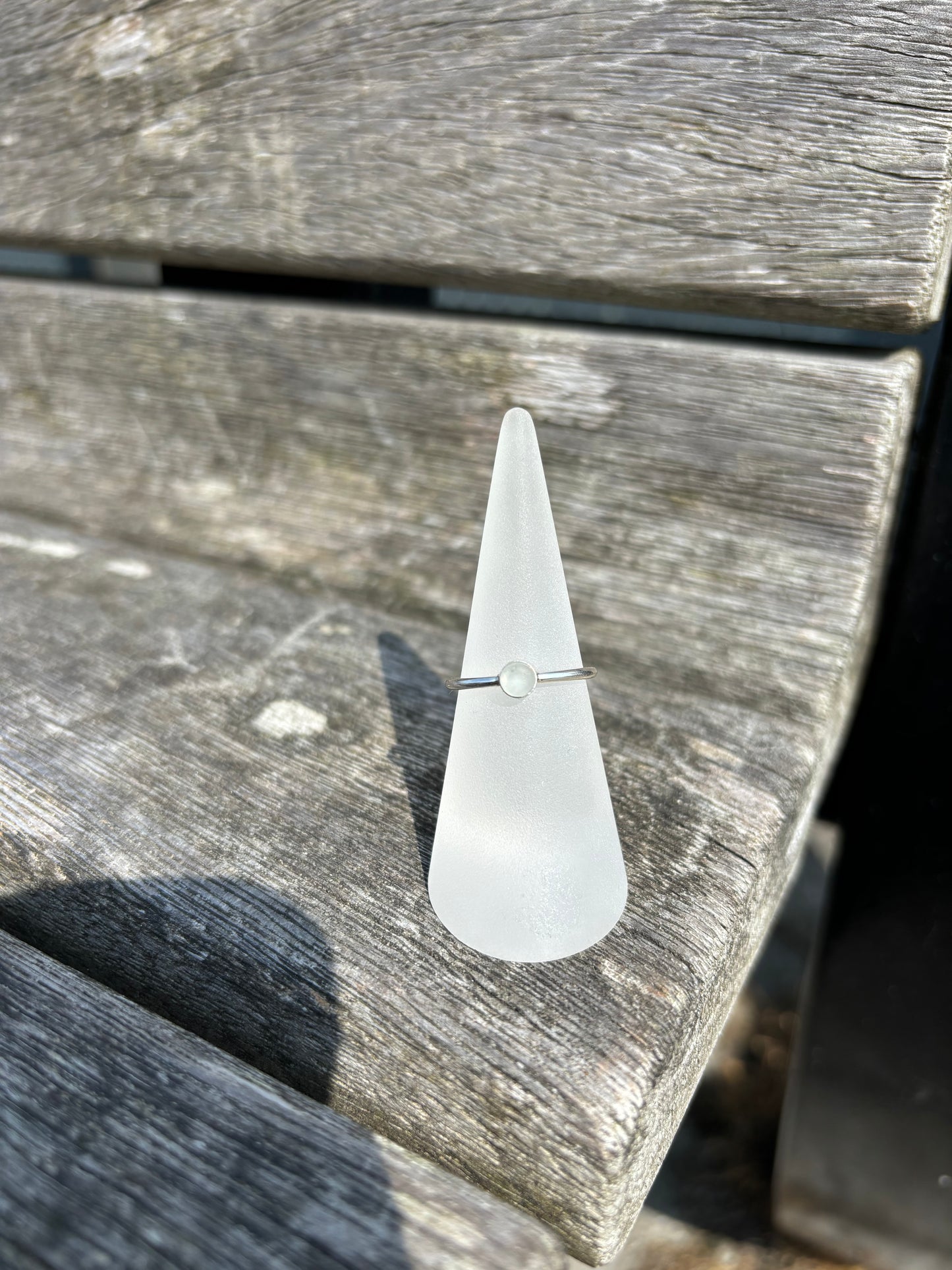 White Seaglass Ring - Size M