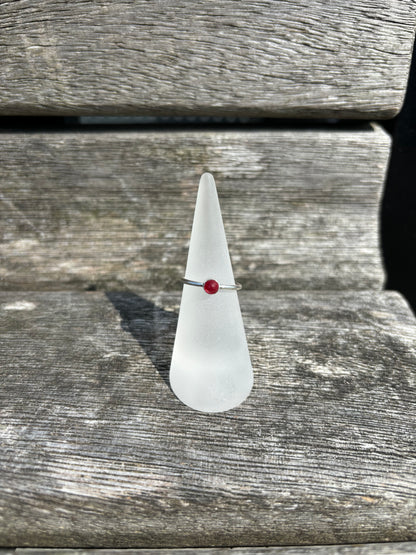 Red Seaglass Ring - Size K