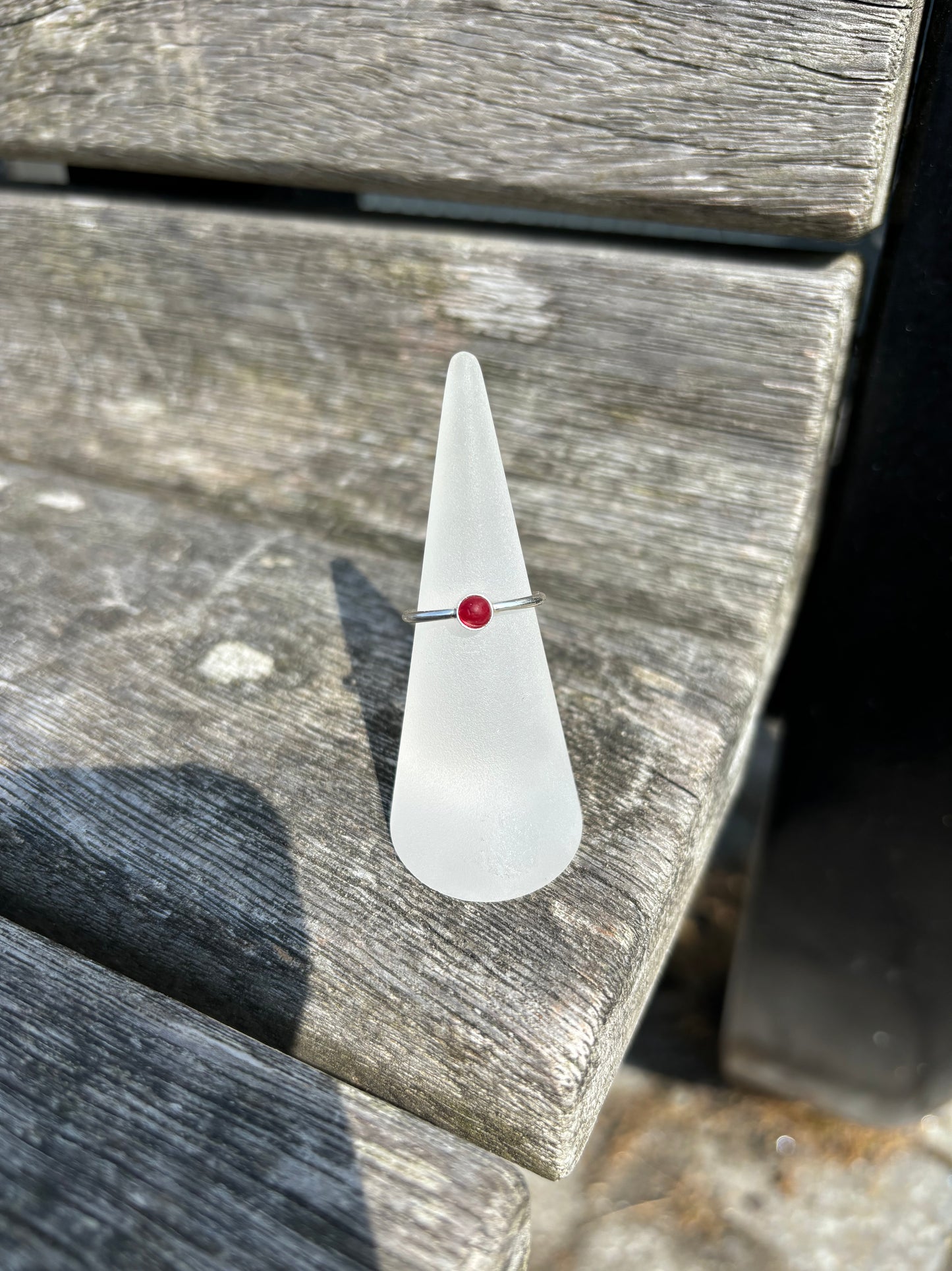 Red Seaglass Ring - Size K