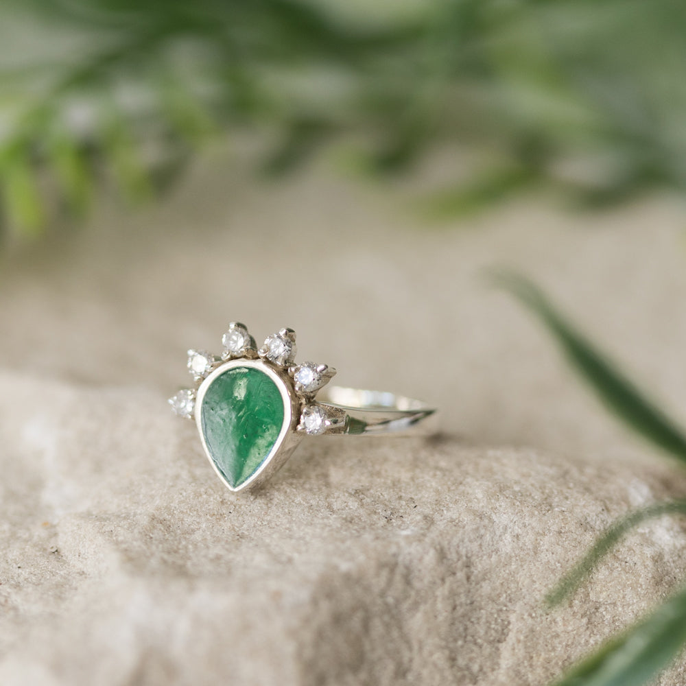 Pear Cubic Zirconia Memorial Ring