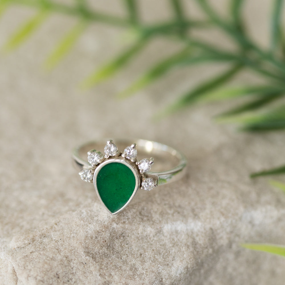 Pear Cubic Zirconia Memorial Ring