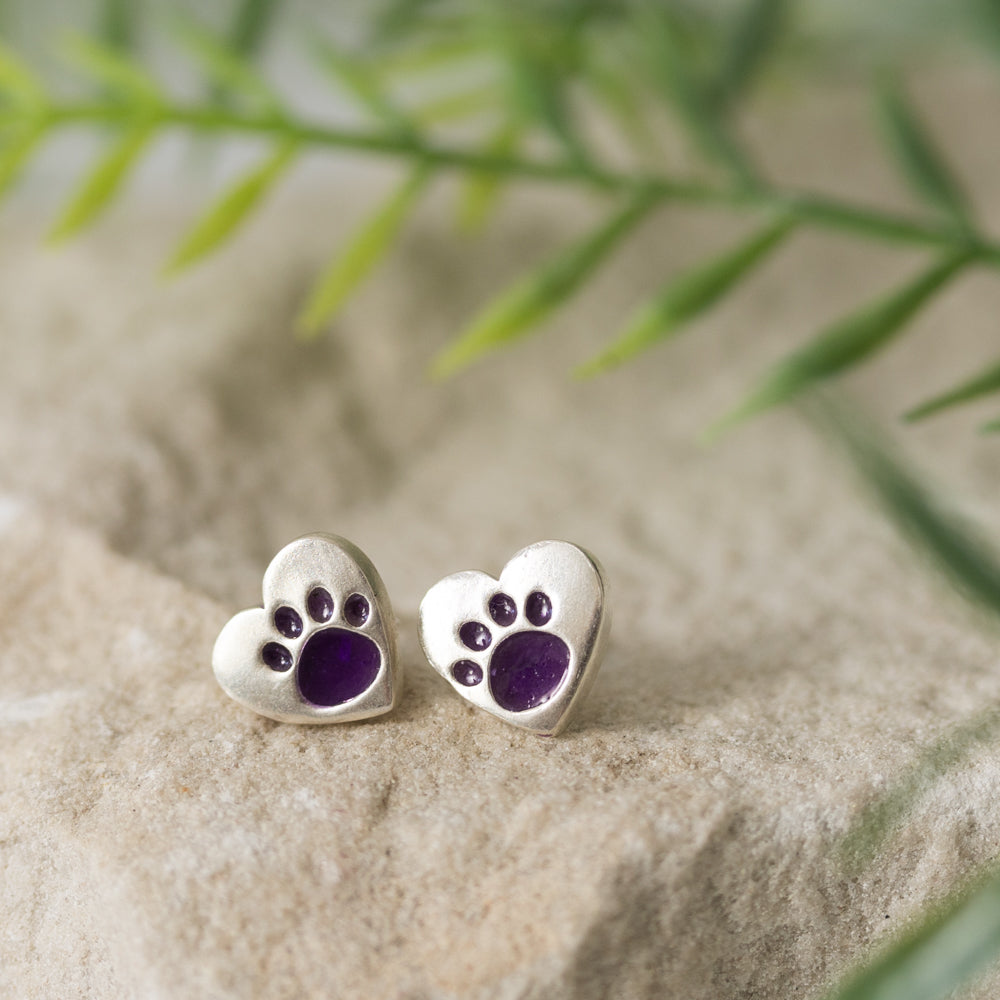 Paw Heart Stud Memorial Earrings