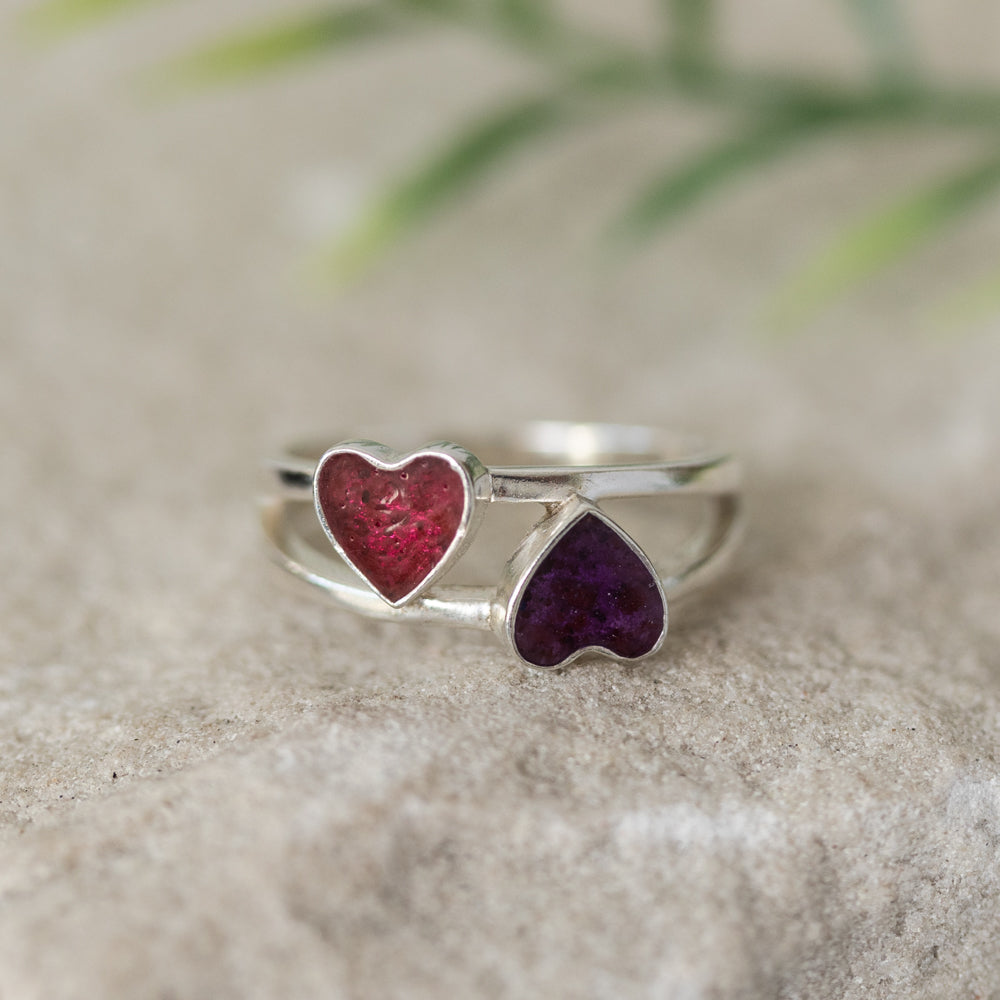 Double Heart Memorial Ring