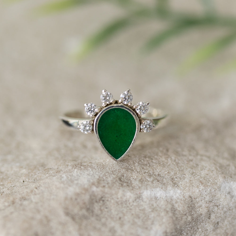 Pear Cubic Zirconia Memorial Ring