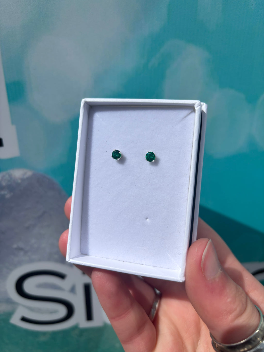 May CZ Studs - Emerald Green