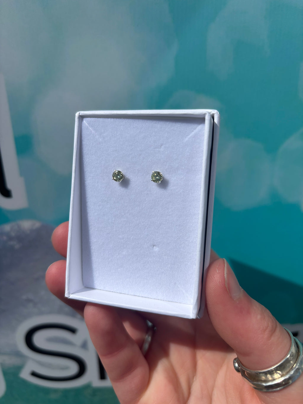 August CZ Studs - Lime Green