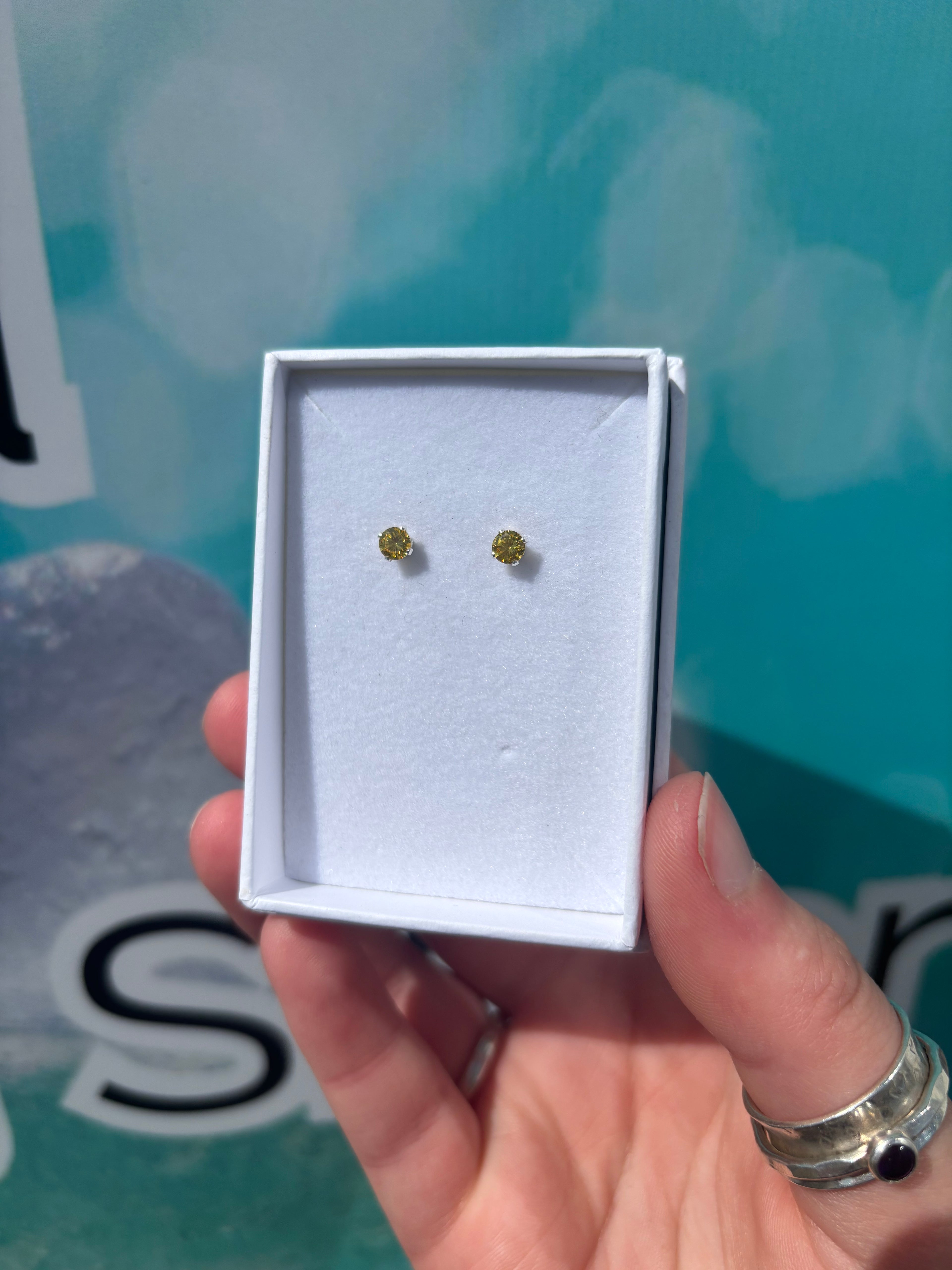 November CZ Studs - Yellow