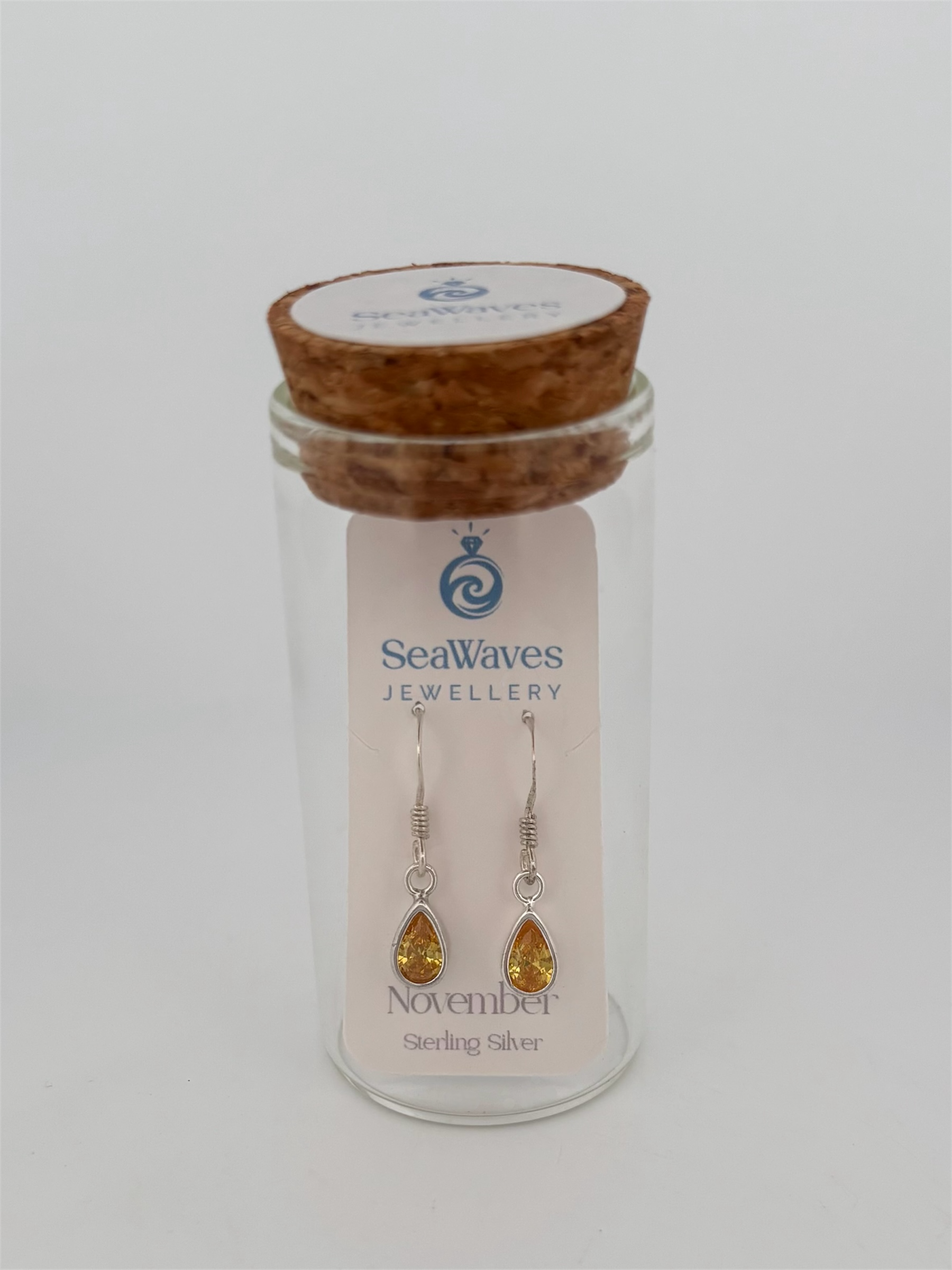 November CZ Drop Earrings - Yellow