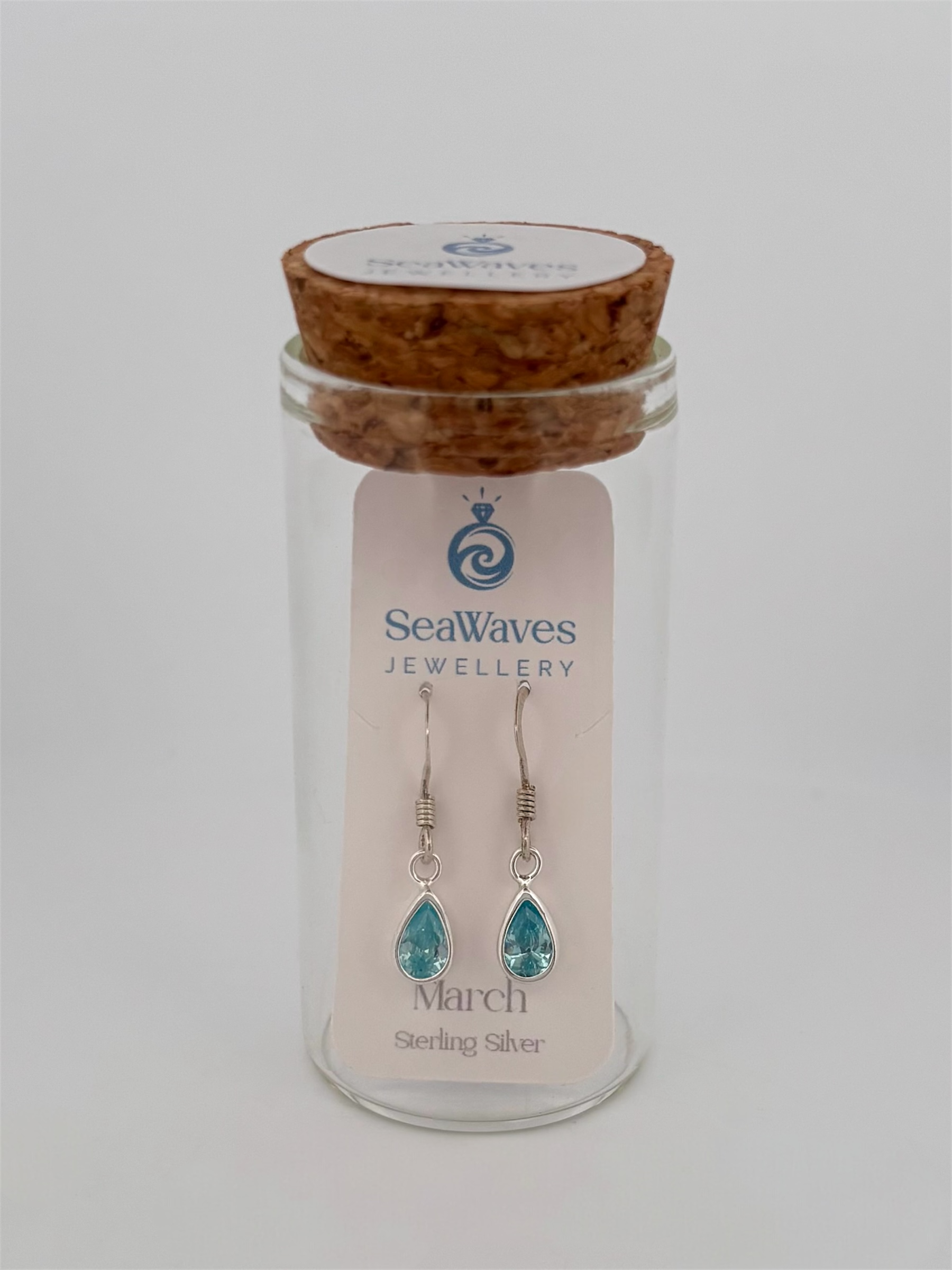 March CZ Drop Earrings - Light Blue