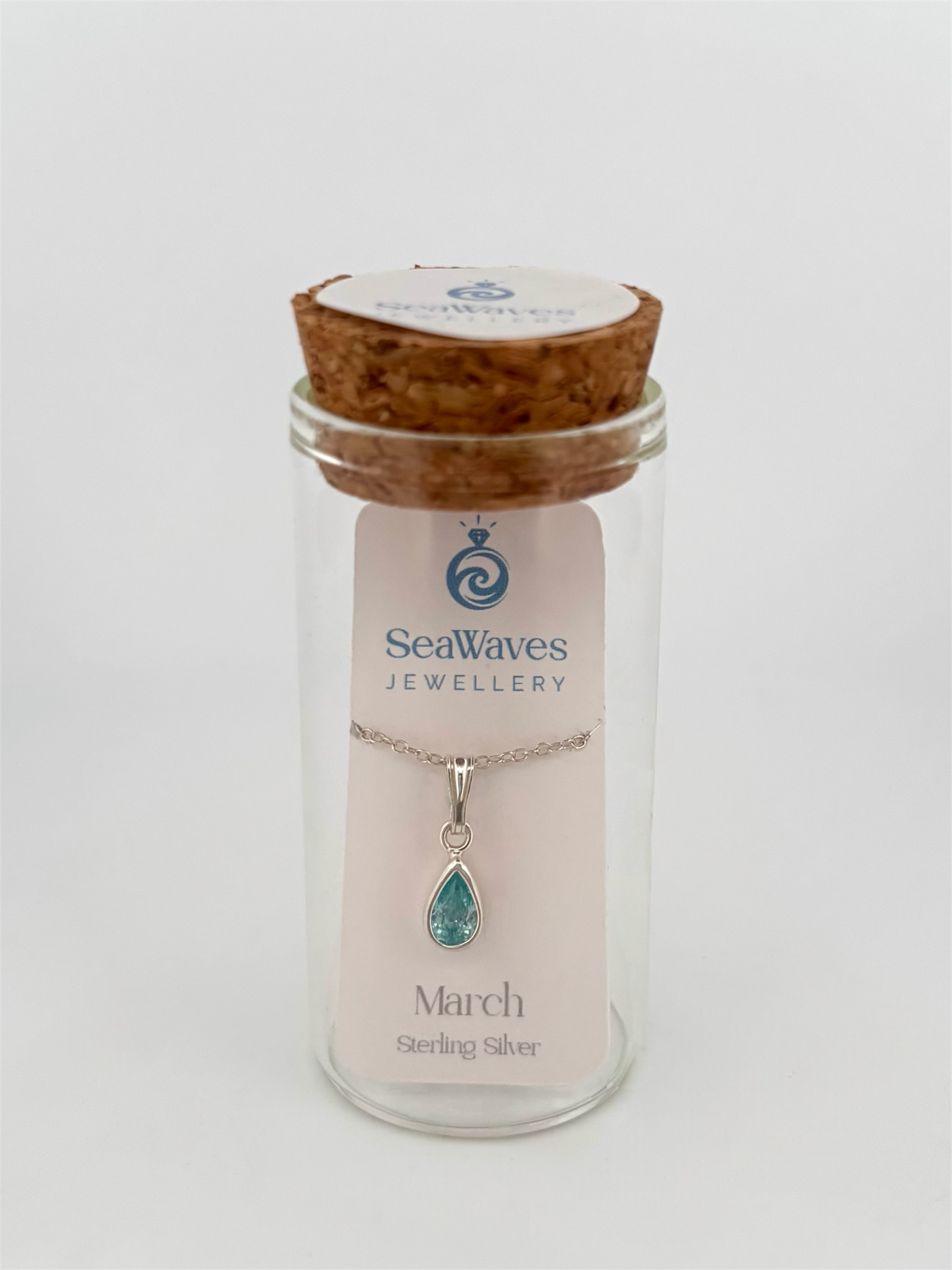 March CZ Necklace - Light Blue