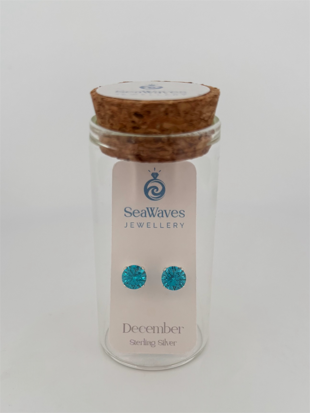 December CZ Studs - Aqua Blue