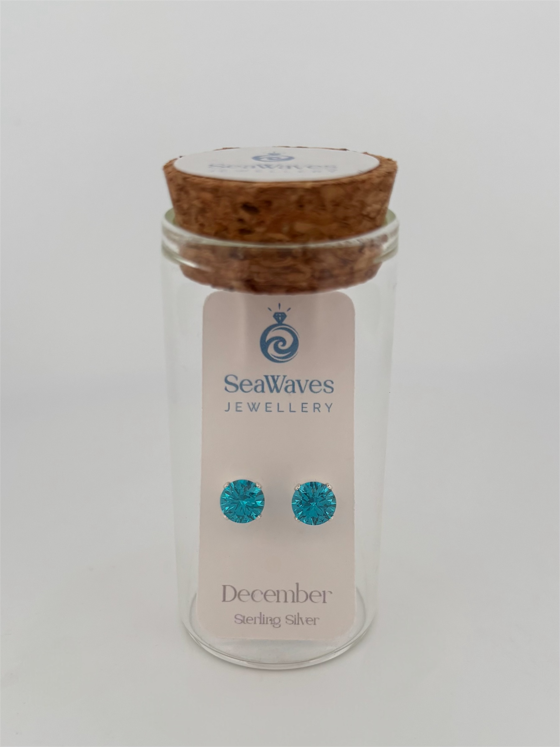 December CZ Studs - Aqua Blue