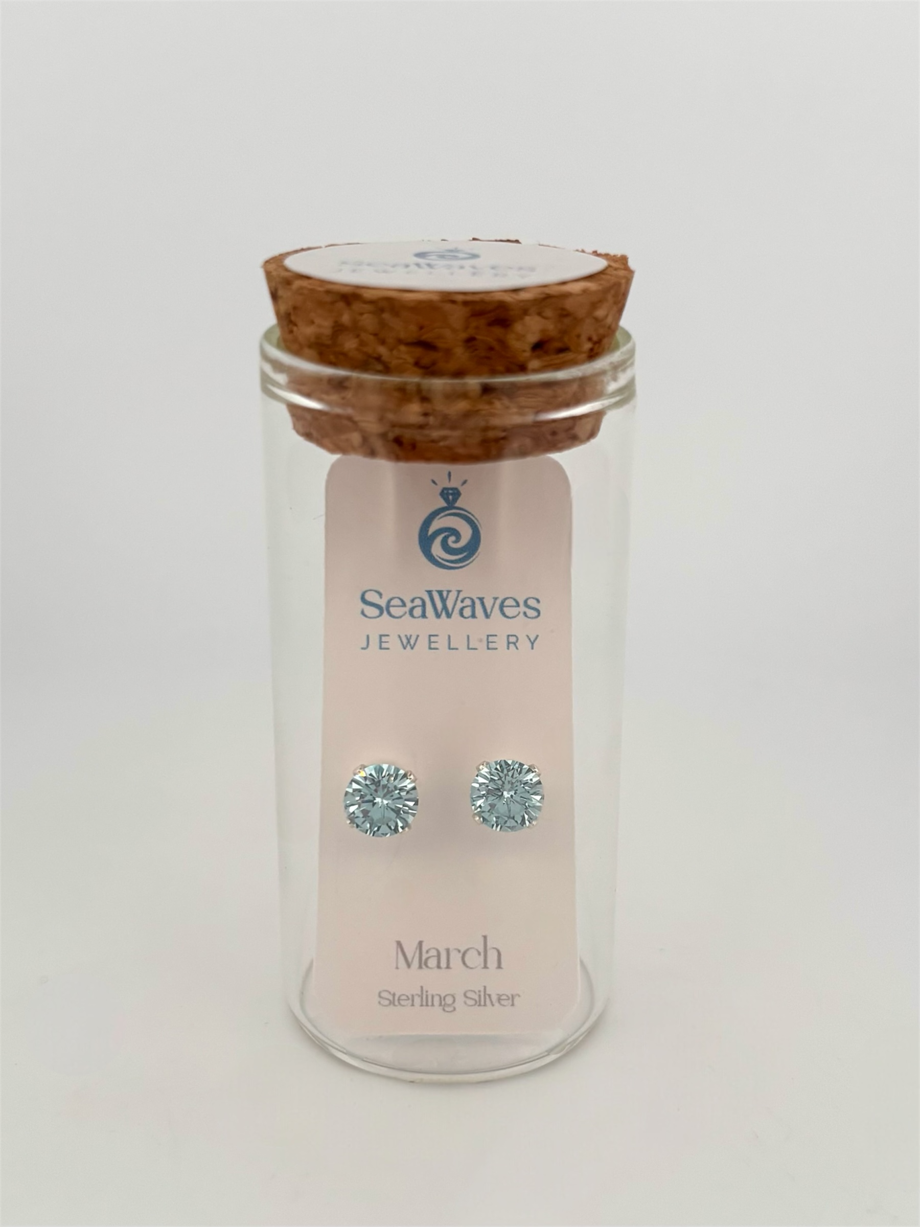 March CZ Studs - Light Blue