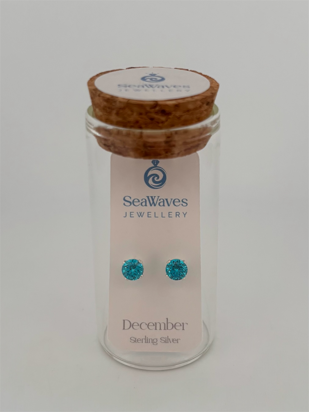 December CZ Studs - Aqua Blue