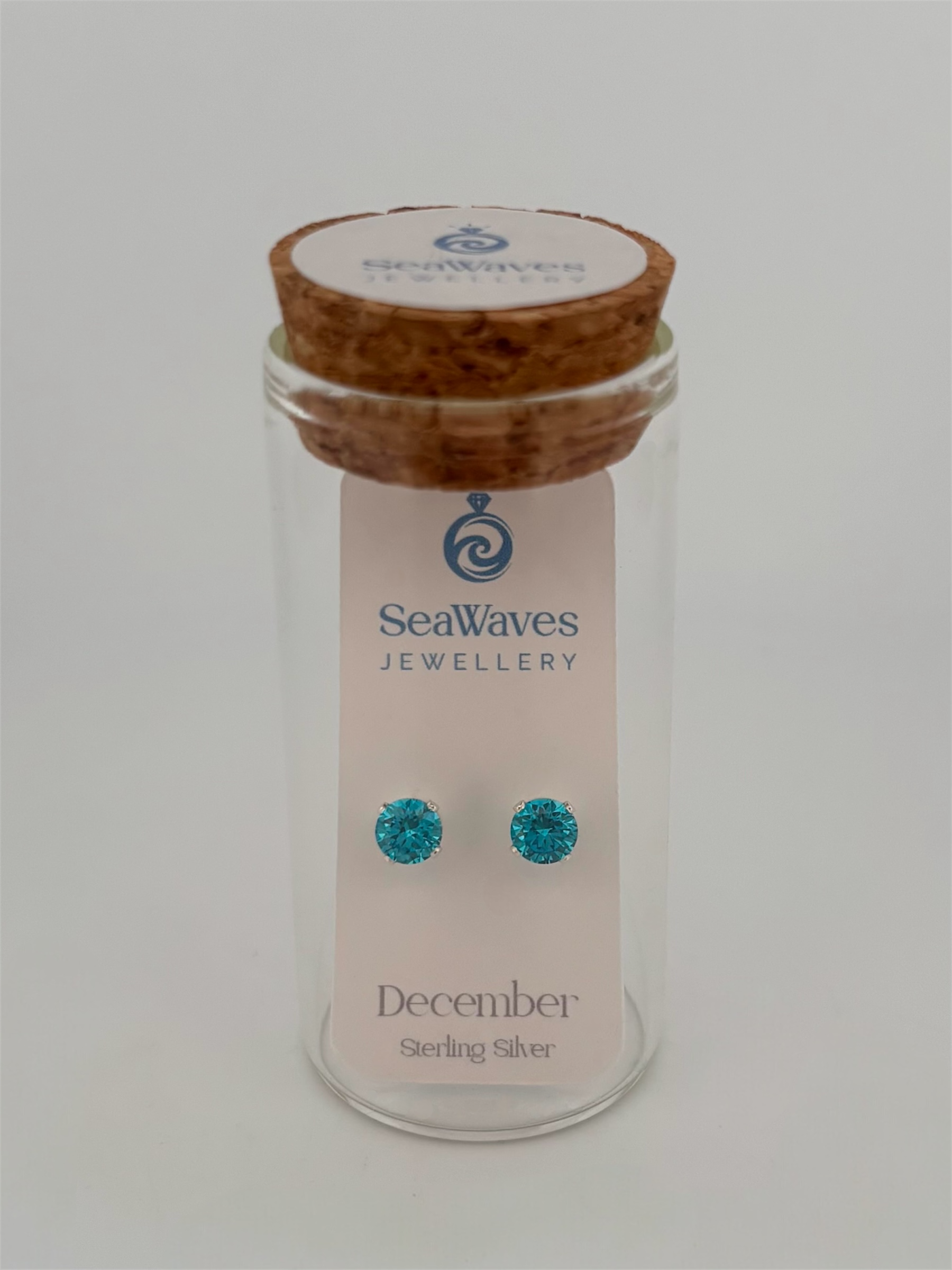 December CZ Studs - Aqua Blue