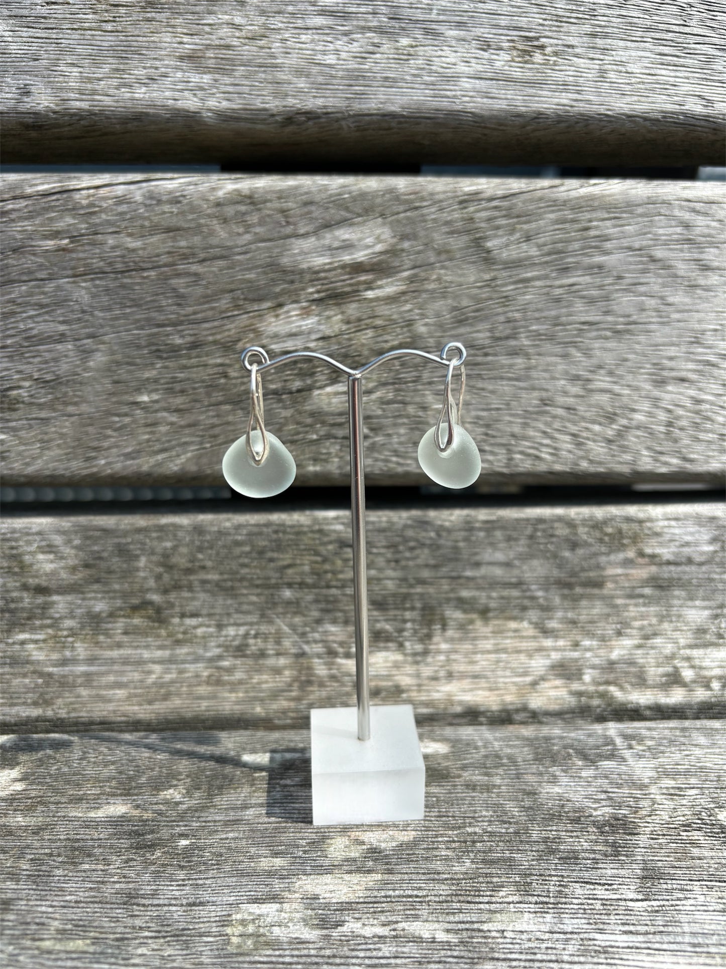 White Seaglass Drop Earrings