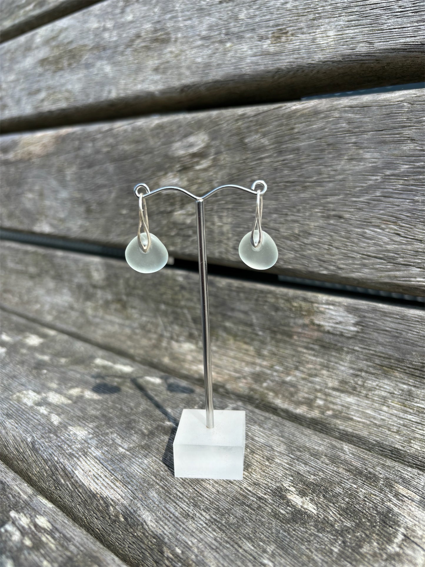 White Seaglass Drop Earrings