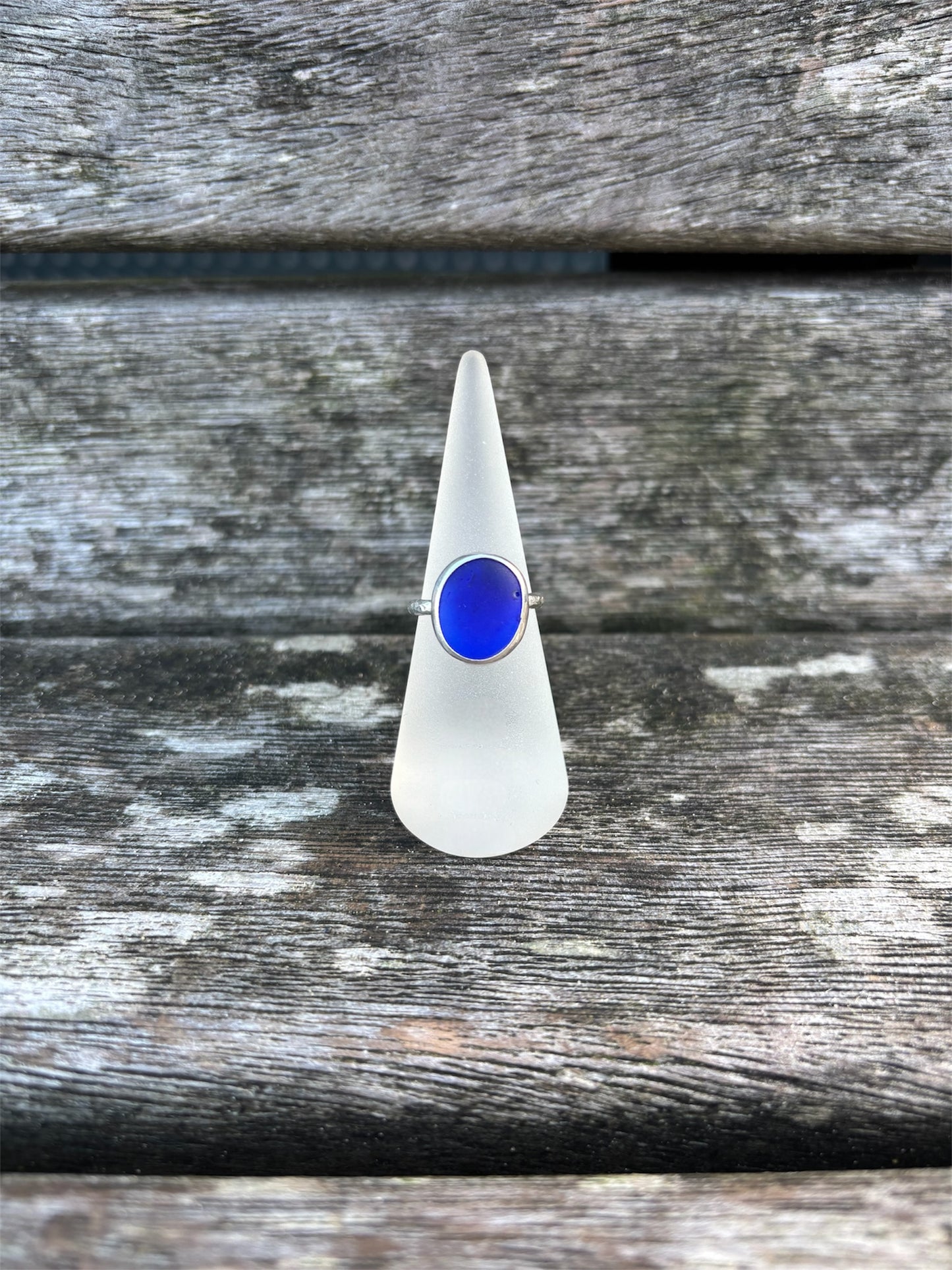 Colbolt Blue Seaglass Ring - Size N