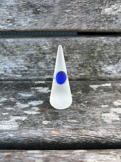 Colbolt Blue Seaglass Ring - Size N