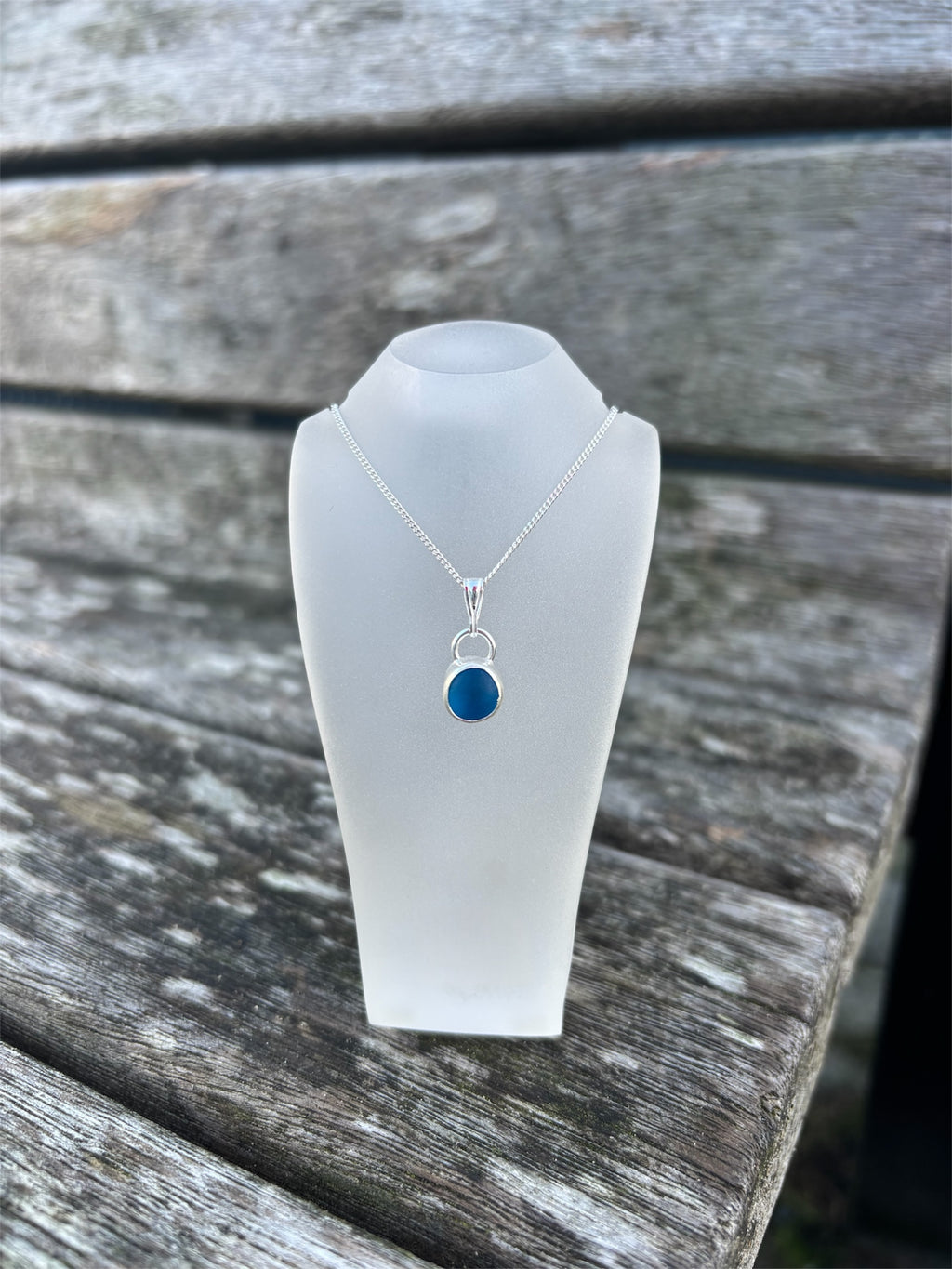 Bright Blue Seaglass Necklace