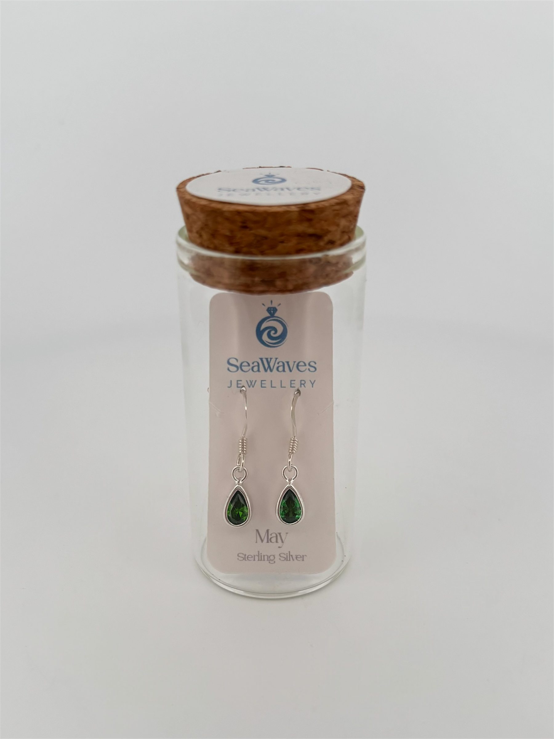 May CZ Drop Earrings - Emerald Green